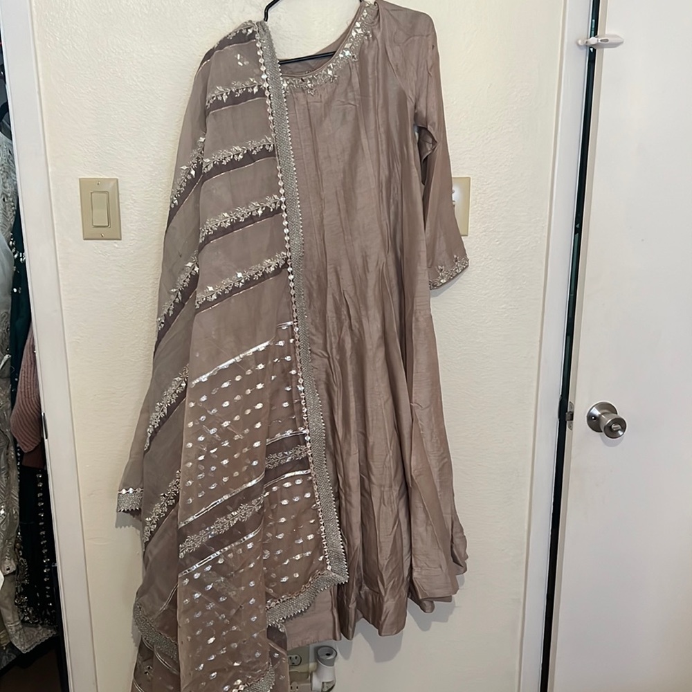 Faiza Saqlain Gray Palazzo Suit